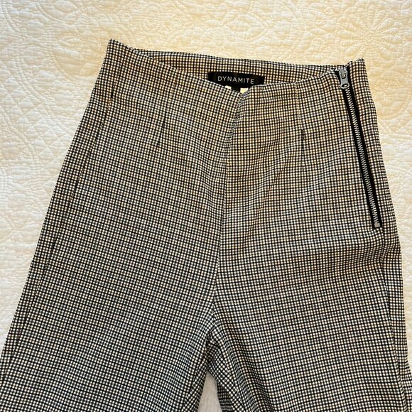 Dynamite Stretch Gingham Plaid Legging Pants with Side Zipper - Picture 4 of 8